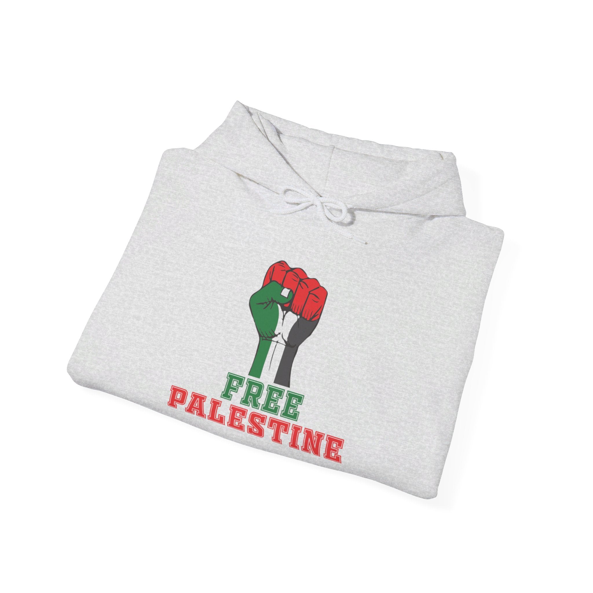 Folded Palestine fist hoodie ash