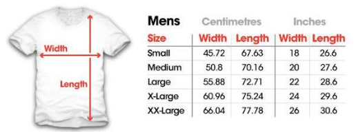 men's t-shirt size chart