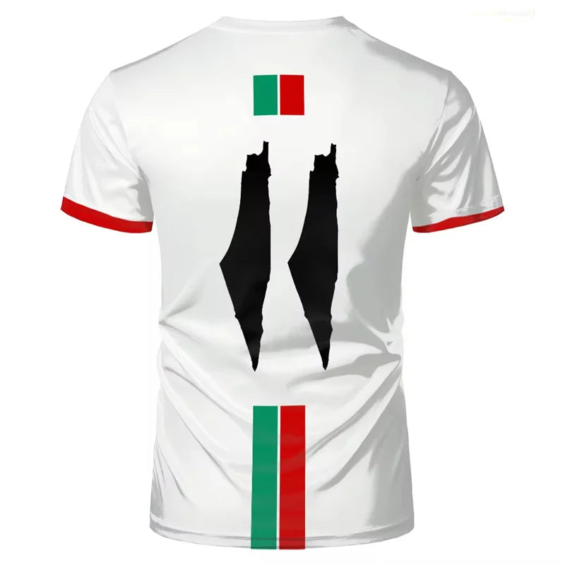 Palestine football jersey white back view