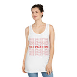 Women wearing Free Palestine tank top white