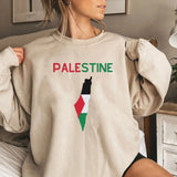 Palestine flag Crew Neck Sweatshirt in khaki