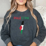 Palestine flag Crew Neck Sweatshirt in dark gray